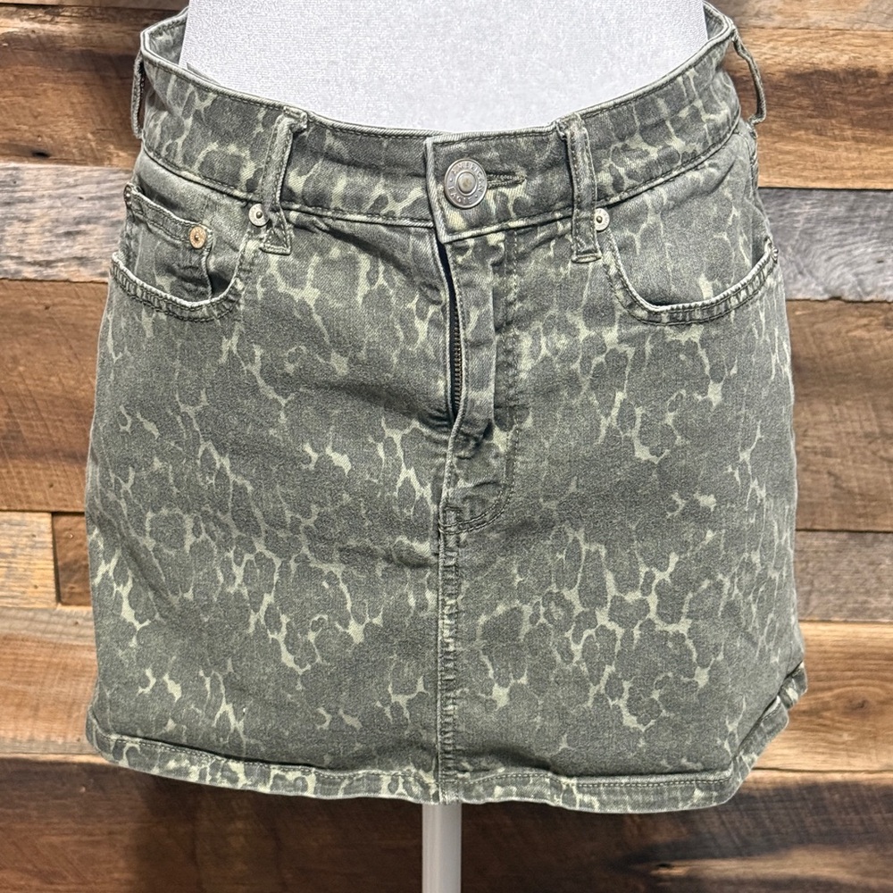 Leopard Denim Mini Skirt